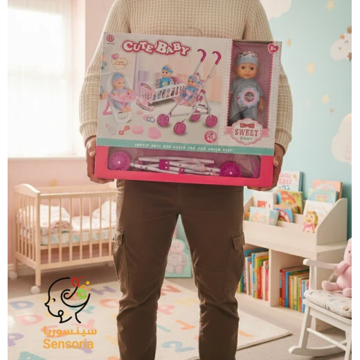 Sensoria, Baby doll set : bed, highchair, stroller and baby doll with it's accessories  - sensoria - Image 6