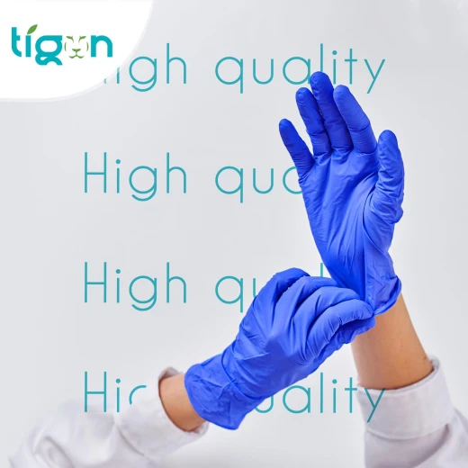 Tigon Nitrile Gloves Blue  (Powder Free) - 100 pieces - Medium - Gentle Packing - Image 2