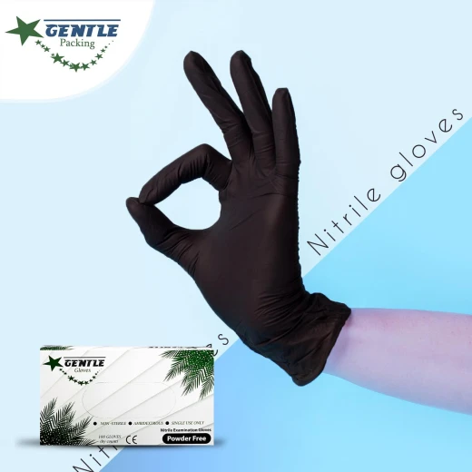 Gentle Nitrile Gloves Black (Powder Free) - 100 Pieces - Small - Gentle Packing - Image 4