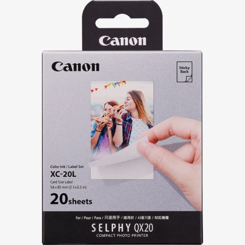 مجموعة حبر وورق الصور الفورية Canon XC-20L مقاس 54x85 مم - جودة عالية، ألوان زاهية تدوم طويلاً - متوافقة مع طابعات Canon - تحتوي على 20 ورقة لطباعة صور واضحة ونقية، مثالية للاستخدام اليومي والمناسبات الخاصة - كانون