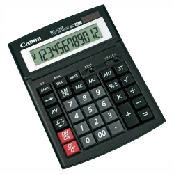 آلة حاسبة مكتبية كانون AS-2200 HB EMEA، 12 رقمًا، صديقة للبيئة، تعمل بالطاقة الشمسية والبطارية، شاشة LCD كبيرة قابلة للإمالة، GT، وظائف زيادة/إنقاص القيمة