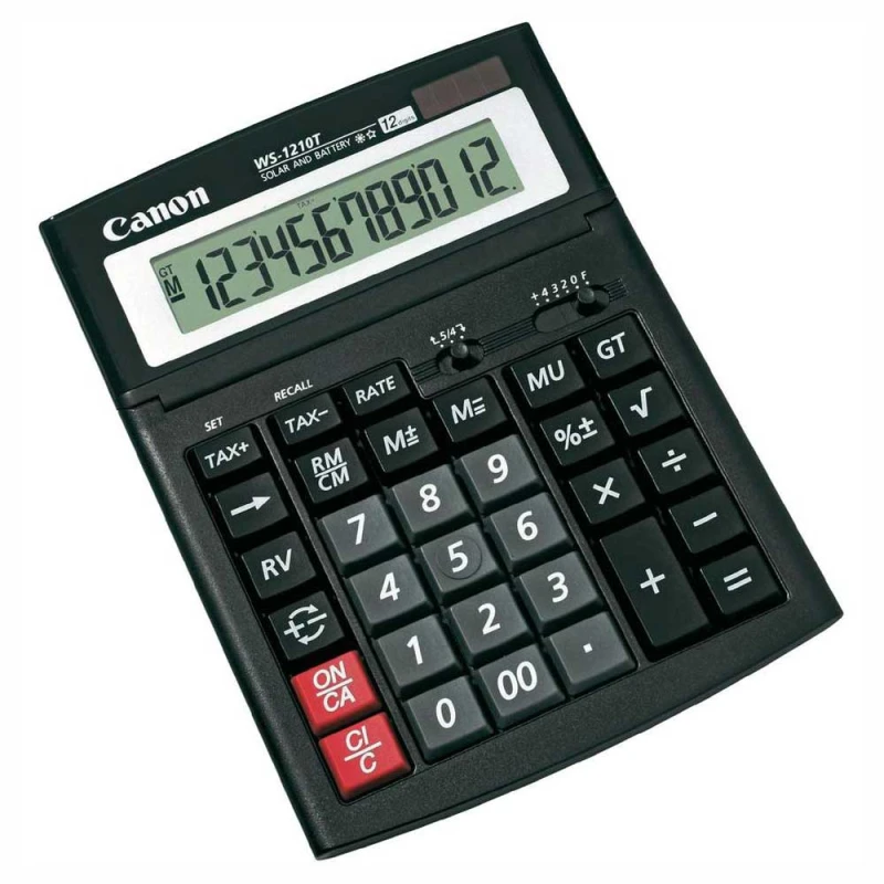 Canon AS-2200 HB EMEA Desktop Calculator, 12-Digit, Eco-Friendly, Solar & Battery Power, Large Tiltable LCD, GT, Mark-Up/Down Functions - Canon