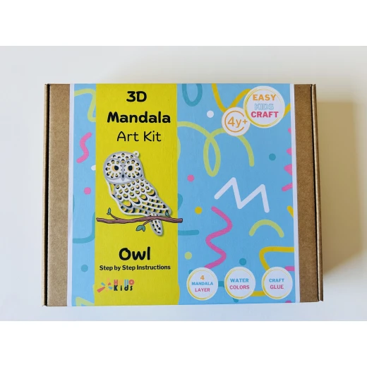 HelloKids 3D Mandala Art Kit, Owl Shaped - HelloKids - Image 3