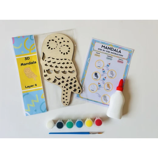HelloKids 3D Mandala Art Kit, Owl Shaped - HelloKids - Image 4