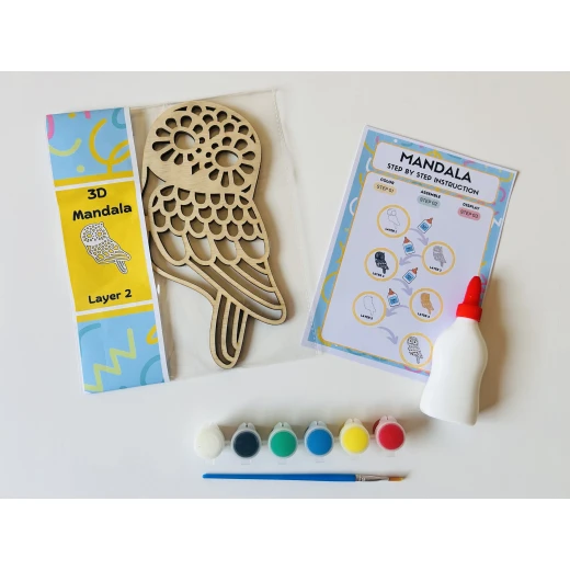 HelloKids 3D Mandala Art Kit, Owl Shaped - HelloKids - Image 6