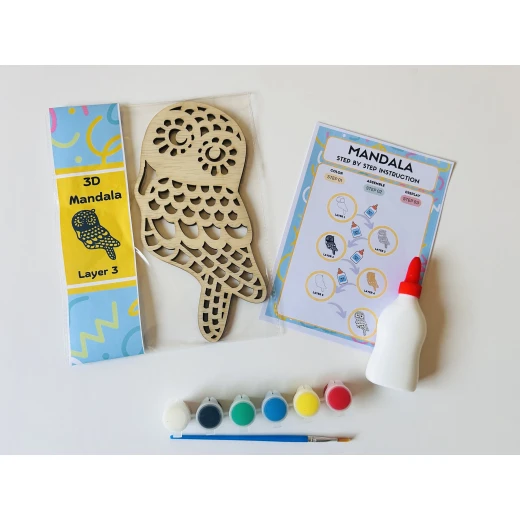 HelloKids 3D Mandala Art Kit, Owl Shaped - HelloKids - Image 7