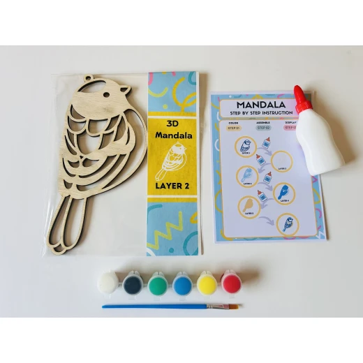 HelloKids 3D Mandala Art Kit, Bird Shaped - HelloKids - Image 4