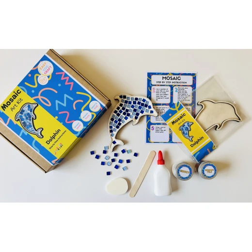 HelloKids Mosaic Art Kit, Dolphin Shaped - HelloKids - Image 2
