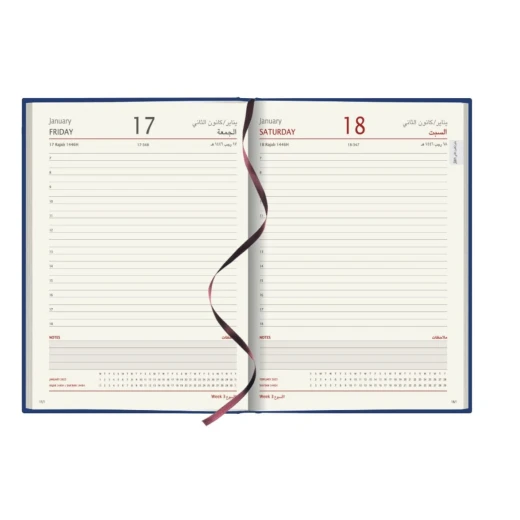 مفكرة كاستيلي اليومية للمكتب A11 (17×24 سم)، مادة توسان 455، ختم أعمى، مخطط يومي فاخر لتنظيم العمل والمكتب - كاستيلي - Image 2