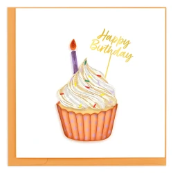 Polka Dot Cupcakes Quilling Card – Handmade 3D Paper Art Greeting Card, Colorful Birthday Cupcake Design Unique Quilled Gift Card for Celebrations, Party Invitations and Special Occasions