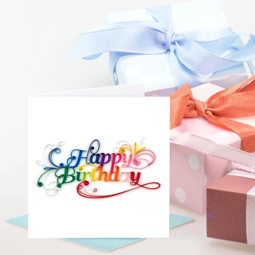 Quilling Card 3D Greeting Card – Happy Birthday Letter Design, Handmade Paper Art Card, Colorful Quilled Birthday Wishes Card for Women, Men and Kids, Unique Gift Card for Special Celebrations - Image 3