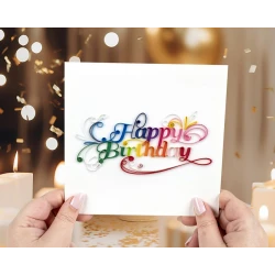 Quilling Card 3D Greeting Card – Happy Birthday Letter Design, Handmade Paper Art Card, Colorful Quilled Birthday Wishes Card for Women, Men and Kids, Unique Gift Card for Special Celebrations