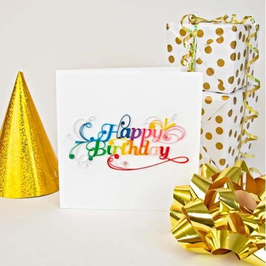 Quilling Card 3D Greeting Card – Happy Birthday Letter Design, Handmade Paper Art Card, Colorful Quilled Birthday Wishes Card for Women, Men and Kids, Unique Gift Card for Special Celebrations - Image 4