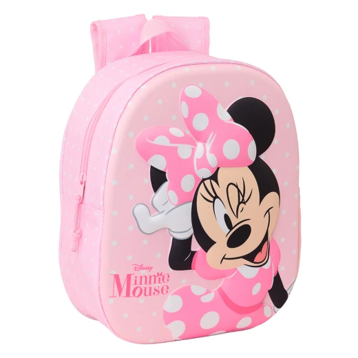 Safta 3D Backpack Minnie Mouse 3D – Lightweight and durable backpack with iconic 3D Minnie Mouse design, comfortable straps, compact size, ideal for kids, school, and daily use.