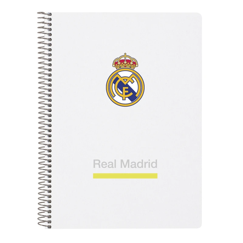 Safta Real Madrid 25/26 Hard Cover Notebook Quarter Size 80 Sheets – Durable hardcover notebook with official Real Madrid design, 80 pages, compact size, ideal for school, notes, and daily use. - safta