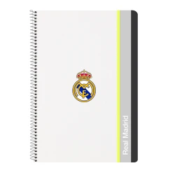 دفتر فوليو 80 ورقة غلاف قاسي ريال مدريد 25/26 – تصميم رسمي، غلاف متين، 80 صفحة، حجم كبير، مناسب للمدرسة والكتابة اليومية من براند safta.