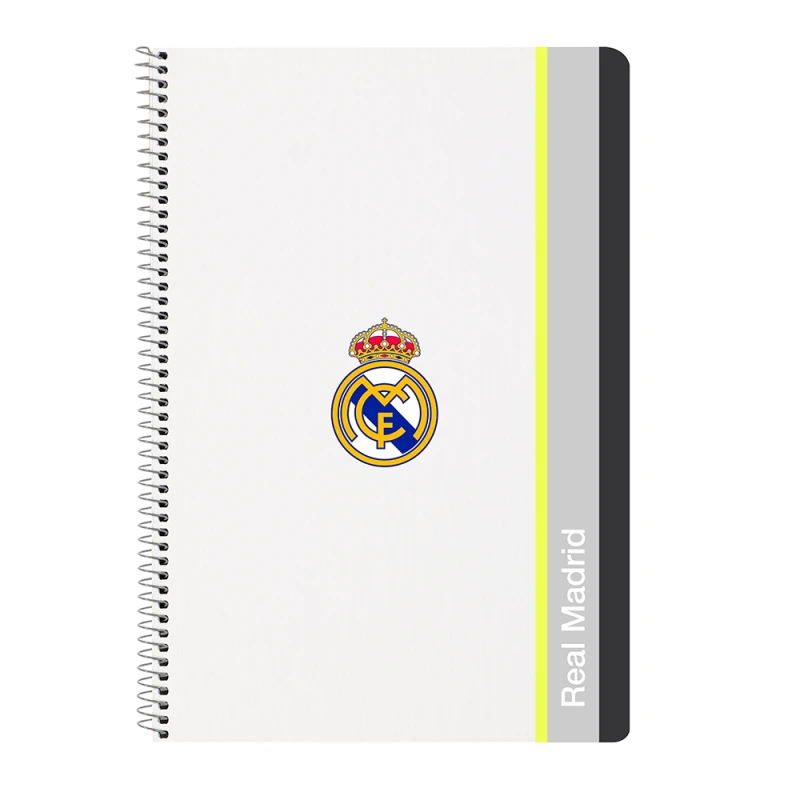 Safta Real Madrid 25/26 Hardcover Folio Notebook 80 Sheets – Large format notebook with durable hardcover, 80 pages, official Real Madrid design, ideal for school, notes, and writing. - safta