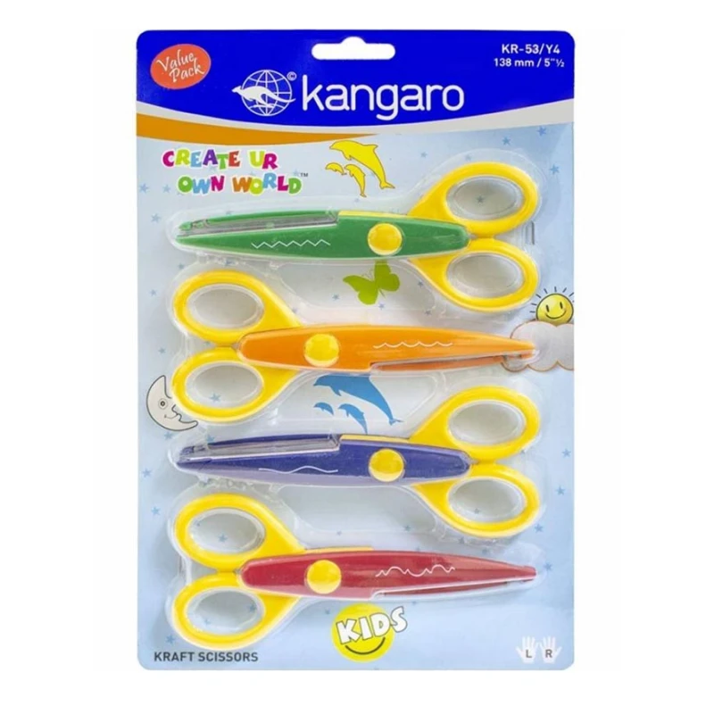 Kangaro KR53Y4 Scissor 5.25 Inch Set of 4.     Green - Kangaro
