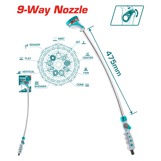Total Water Wand 9-Way Nozzle 475mm - THWW092 Total Water Wand 9-Way Nozzle 475mm - THWW092