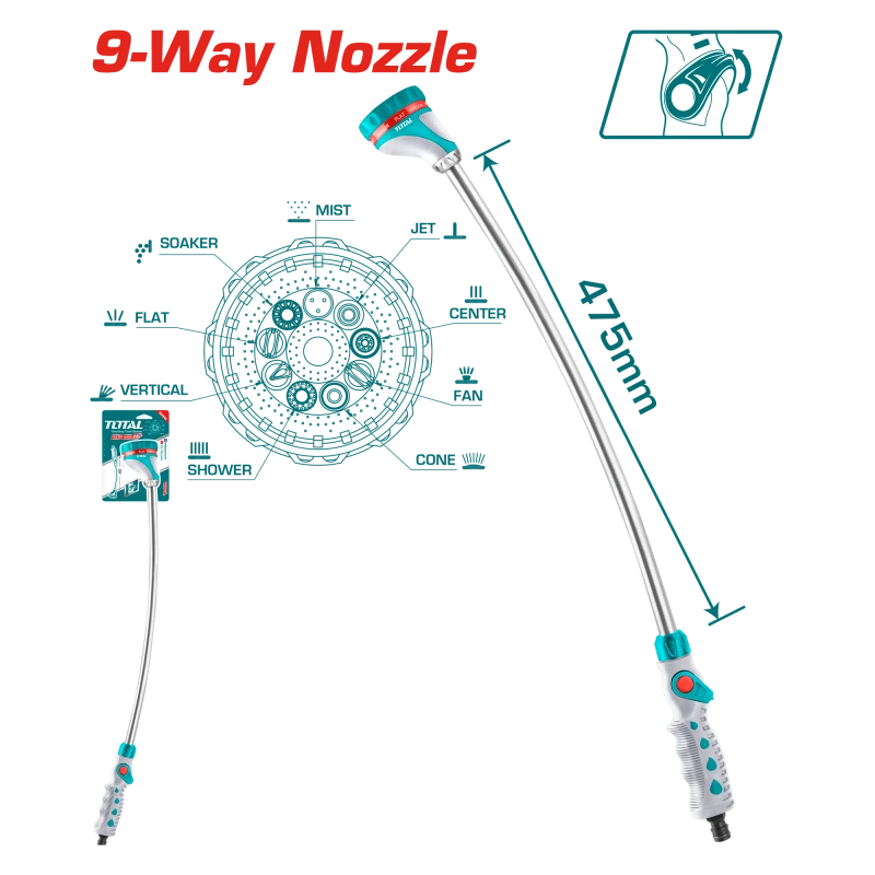 Total Water Wand 9-Way Nozzle 475mm - THWW092 - Total