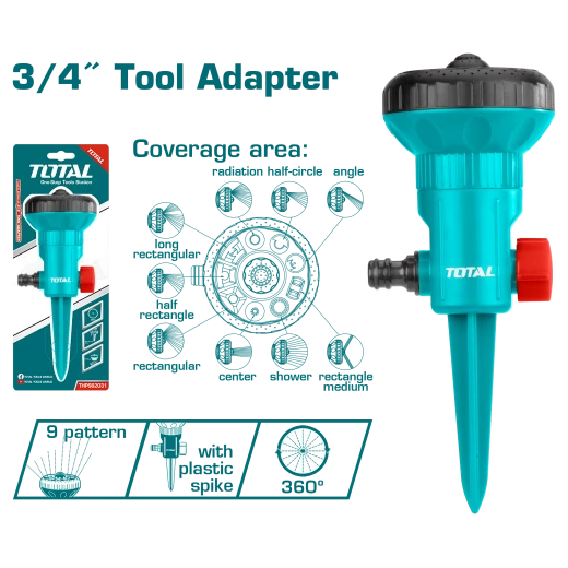 Total Plastic Sprinkler 9 Spray Patterns - THPS62031