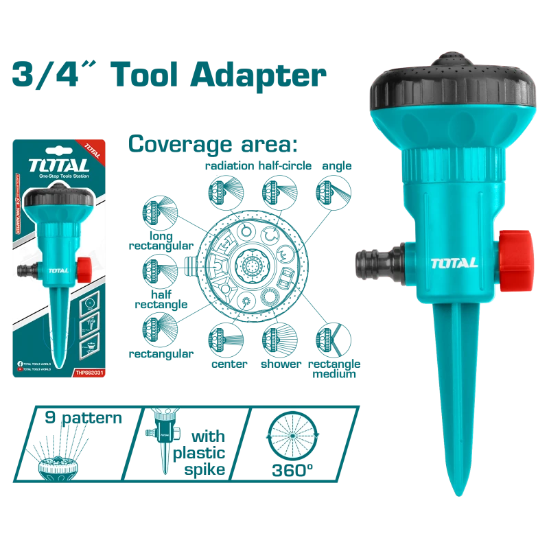 Total Plastic Sprinkler 9 Spray Patterns - THPS62031 - Total