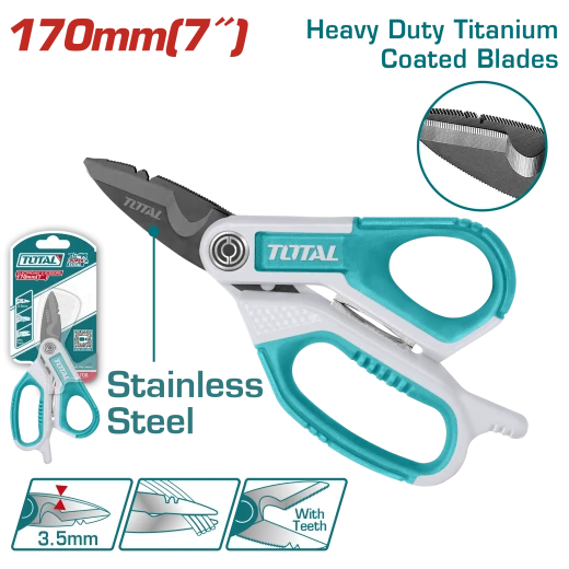 Total Electrician's Scissors 170mm / 7 Total Electrician's Scissors 170mm / 7