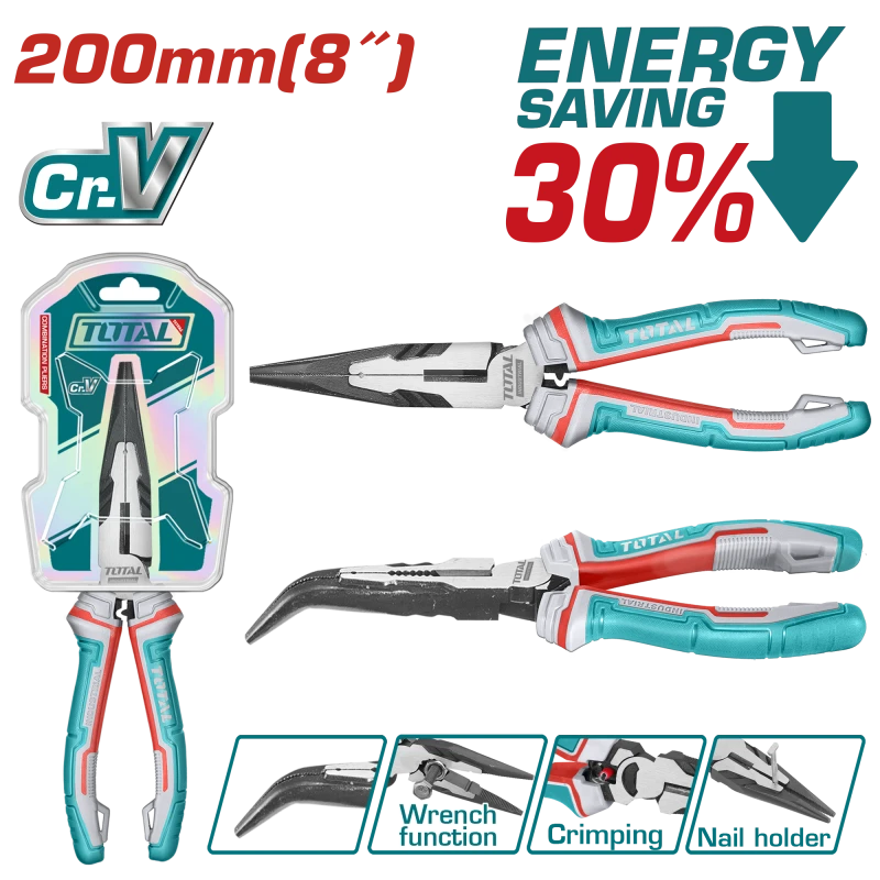 Total High Leverage Bent Nose Pliers 200mm / 8 - Total