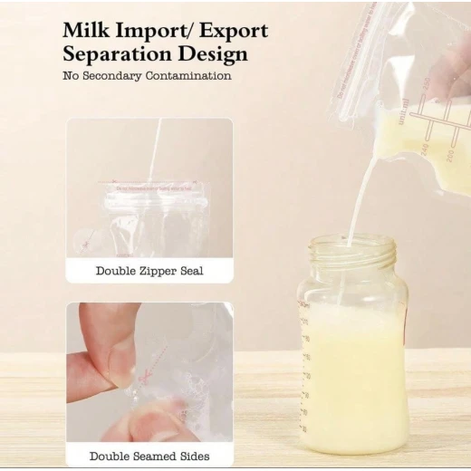 Breastmilk Storage Bags 250ml, Leak-Proof, Double-Sealed, Baby-Safe, Writable, Refrigeration & Freezer Compatible, 1 Pack for Nursing Moms - Image 7