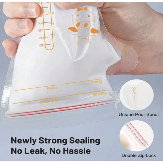 Breastmilk Storage Bags 250ml, Leak-Proof, Double-Sealed, Baby-Safe, Writable, Refrigeration & Freezer Compatible, 1 Pack for Nursing Moms - Image 4
