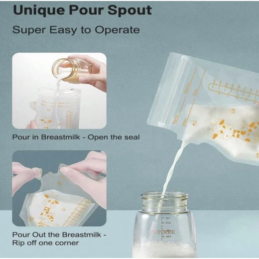 Breastmilk Storage Bags 250ml, Leak-Proof, Double-Sealed, Baby-Safe, Writable, Refrigeration & Freezer Compatible, 1 Pack for Nursing Moms - Image 2