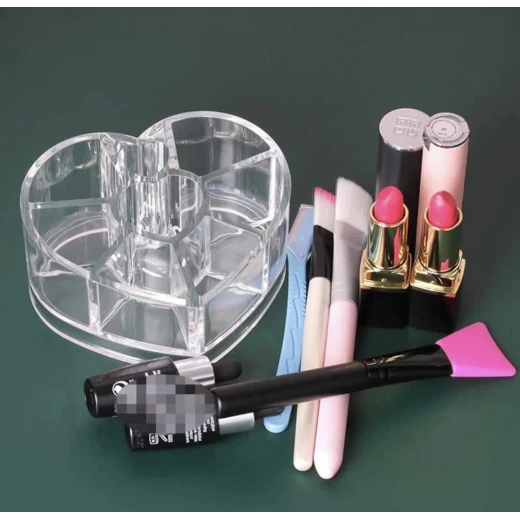 Heart-Shaped Clear Acrylic Makeup Organizer - Image 3