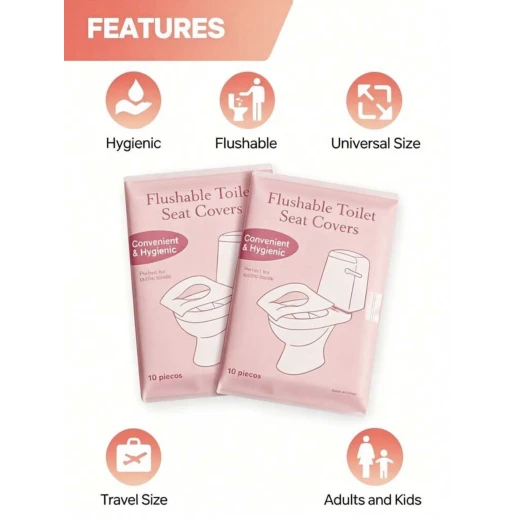 10PCS Disposable Dissolvable Toilet Seat Covers  Portable Emergency Seat Cushions for Travel, Business Trips, Camping & Public Restrooms - Image 14
