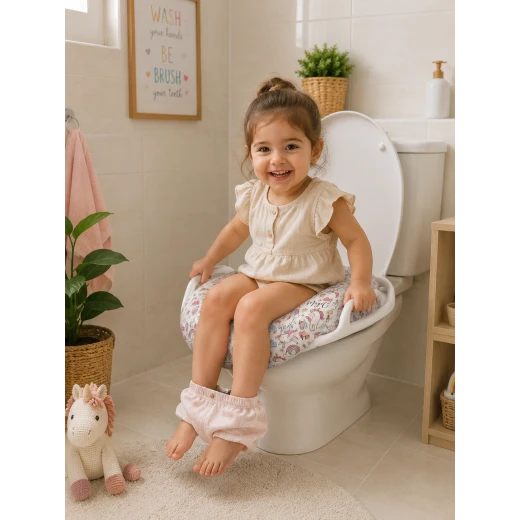Soft Padded Toddler Toilet Training Seat with Handles Unicorn Design - Image 2