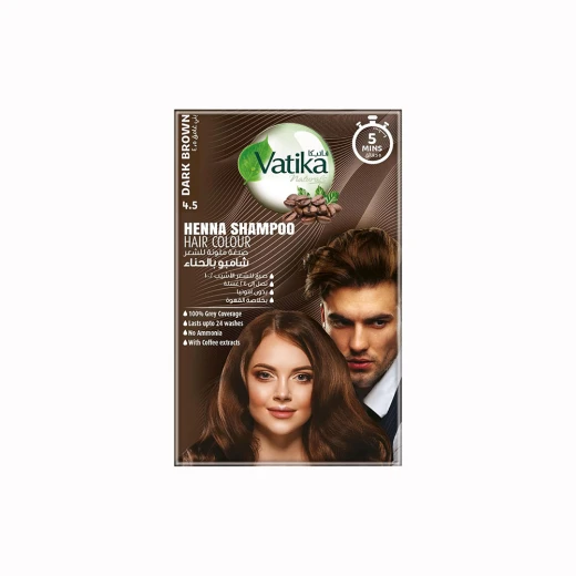 Vatika Naturals Instant Henna Shampoo Hair Colour Dark Brown (20ml + Gloves) | With Coffee Extracts | 100% Grey Coverage in 5 Minutes | No Ammonia | Lasts Up to 24 Washes Vatika Naturals Instant Henna Shampoo Hair Colour Dark Brown (20ml + Gloves) | With Coffee Extracts | 100% Grey Coverage in 5 Minutes | No Ammonia | Lasts Up to 24 Washes