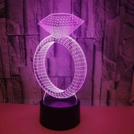 3D Acrylic Lamp 3D Decorative Ring Shape Night Light - Image 2