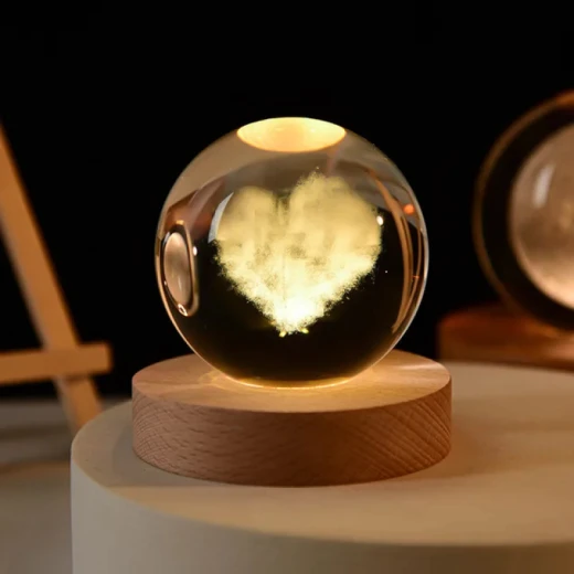 Luminous crystal ball Heart shape inside Luminous crystal ball Heart shape inside