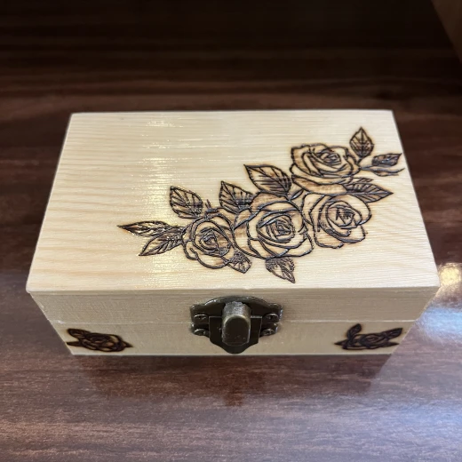 Star Zone Wooden Jewelry Box with Rose Design Elegant Storage Box for Rings and Accessories 11×7×4.6 cm - star zone - Image 2