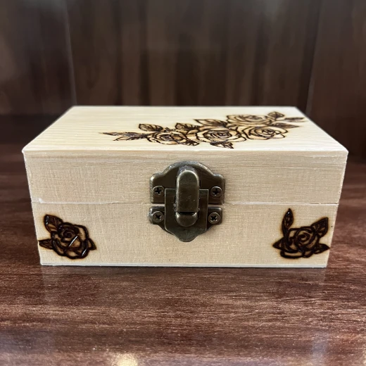 Star Zone Wooden Jewelry Box with Rose Design Elegant Storage Box for Rings and Accessories 11×7×4.6 cm - star zone - Image 3