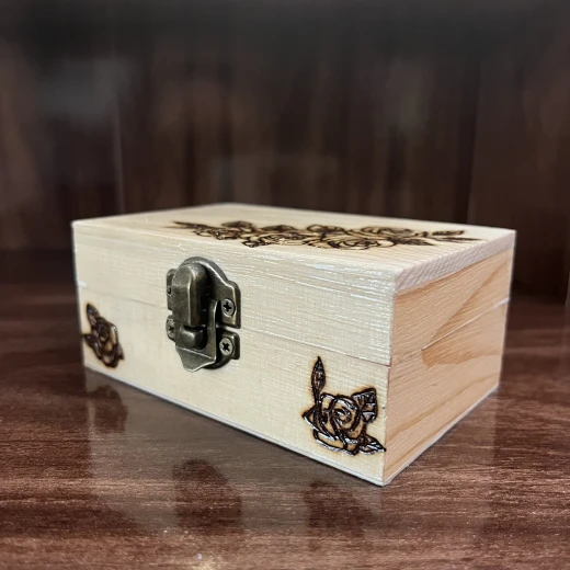 Star Zone Wooden Jewelry Box with Rose Design Elegant Storage Box for Rings and Accessories 11×7×4.6 cm - star zone - Image 4