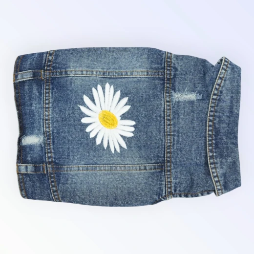 Pet Clothes Dog Jeans Jacket Cool Blue Denim for Small Medium Dogs Clothes(M) - Best buddies - Image 3