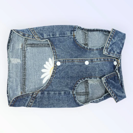 Pet Clothes Dog Jeans Jacket Cool Blue Denim for Small Medium Dogs Clothes(M) - Best buddies - Image 4