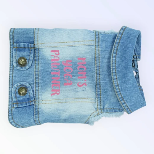 Pet Clothes Dog Jeans Jacket Cool Blue Denim Small Medium Dogs Clothes(S) - Best buddies - Image 2