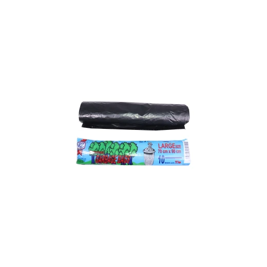 Plastic Garbage Bag - Black - Large - with Tie (70*90  cm ) - 10 Pieces - RZ Products - Image 2