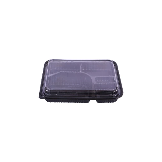 RZ Plastic Containers Rectangle Black 32oz - 5 Parts with Lid Microwavable - 50 PCS - RZ Products - Image 2