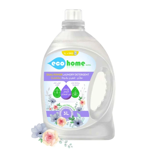 EcoHome laundry liquid with a refreshing floral scent - equivalent to 5 kg of traditional laundry powder. EcoHome laundry liquid with a refreshing floral scent - equivalent to 5 kg of traditional laundry powder.