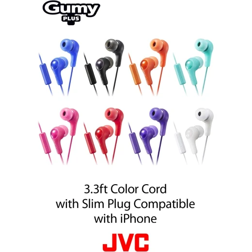 WHITE GUMY In ear earbuds with stay fit ear tips and MIC - Jvc - Image 2