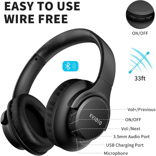 KVIDIO Bluetooth Headphones Over Ear - Pagetechno - Image 3