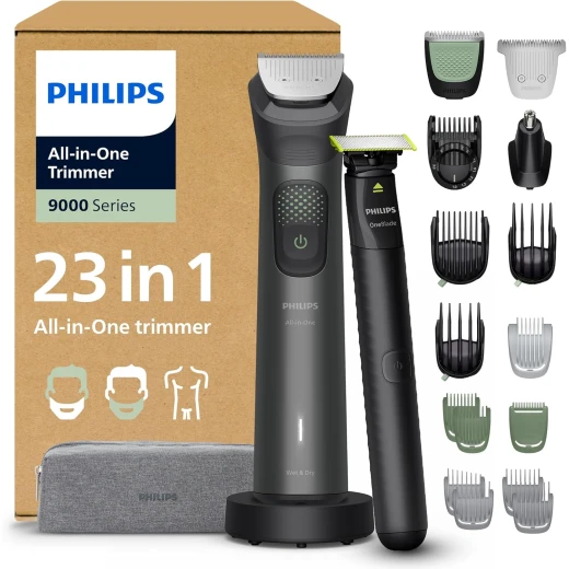 Philips Multigroom 9000 Series All-in-One Trimmer 23 Accessories + OneBlade Razor for Men Philips Multigroom 9000 Series All-in-One Trimmer 23 Accessories + OneBlade Razor for Men