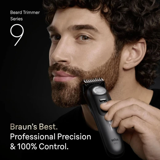 Braun Series 9 Beard Trimmer 4 Combs 3 Attachments Beard Template Charging Stand Pouch Carrying Case Cleaning Brush - Braun - Image 6